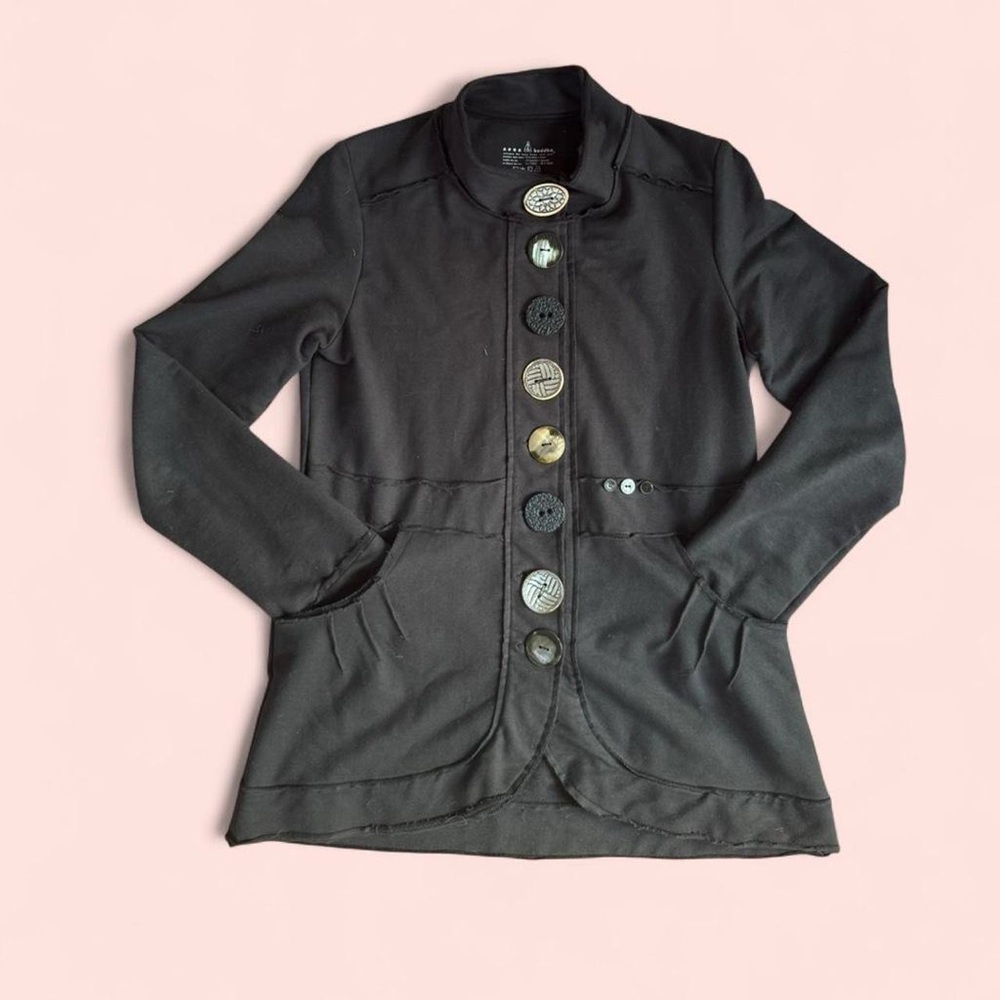 Neon Buddha Black Button-Front Yoga Jacket